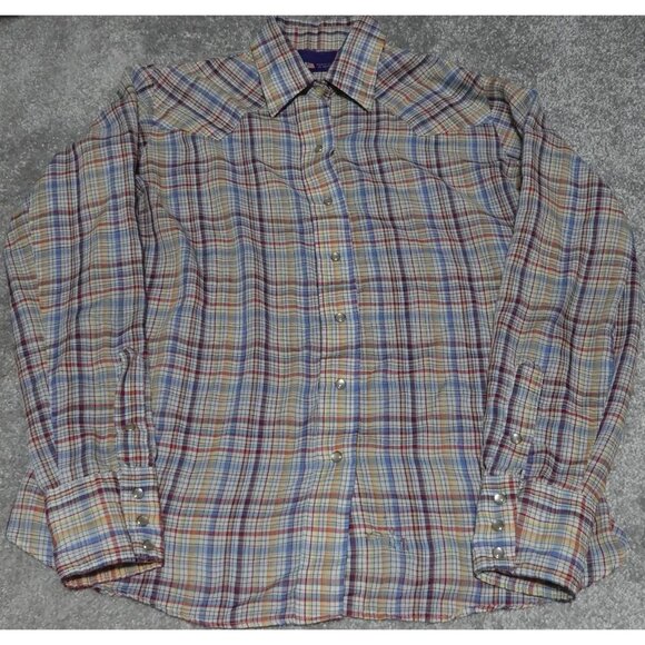 Panhandle Slim Tops - Panhandle Slim Western Shirt Top Women's Medium Multicolor Plaid Pearl Snap